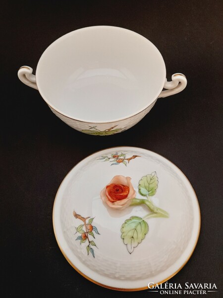 Herend rosehip sugar bowl with Hecsedli pattern, bonbonnier.