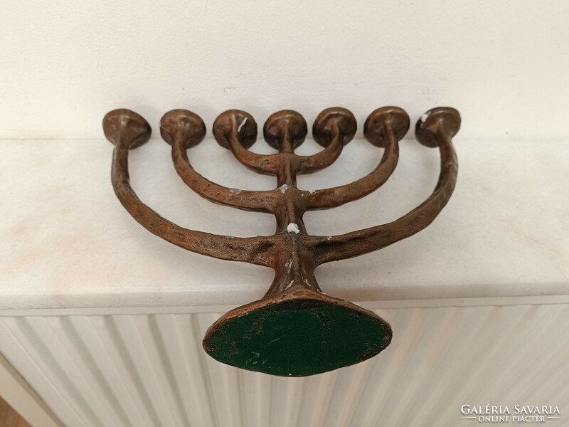 Antique menorah Judaica copper Jewish candle holder 7 branch menorah 907 7610