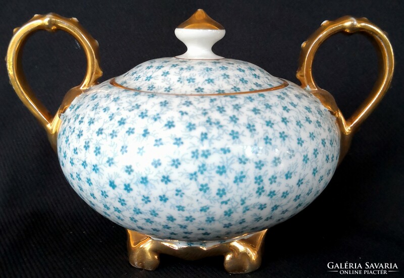 Dt/290. Art-deco tea set for 6 with a tiny blue flower pattern