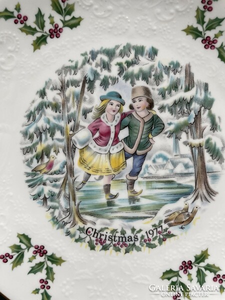 Royal Doulton karácsonyi, valentin napi  angol porcelán dísztányérok, gyűjtői darabok, 1976-77-78