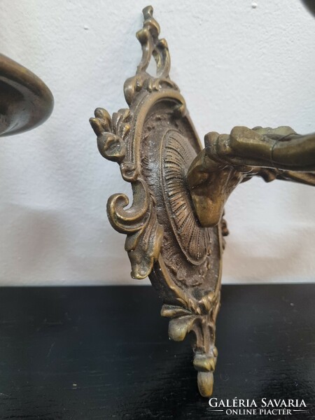 Baroque style antique copper wall arm pair