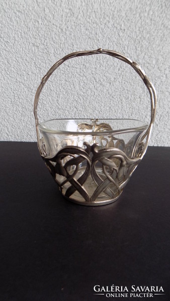 Antique silver art nouveau basket with handles!