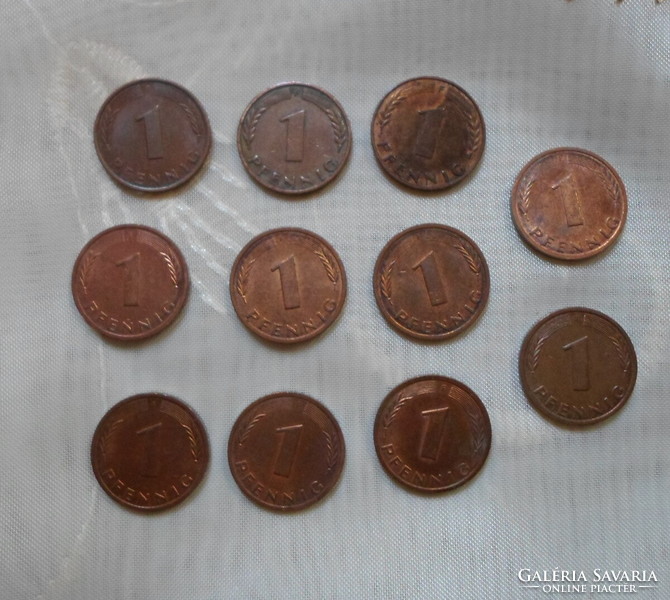 German money - coin, 1 pfennig (f, stuttgart)