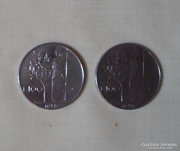 Olasz pénz – érme, 100 líra (lire, 1978, 1979)
