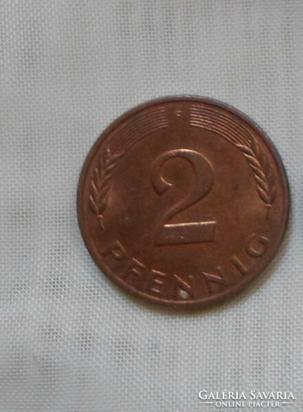Német pénz – érme, 2 Pfennig (F, Stuttgart)