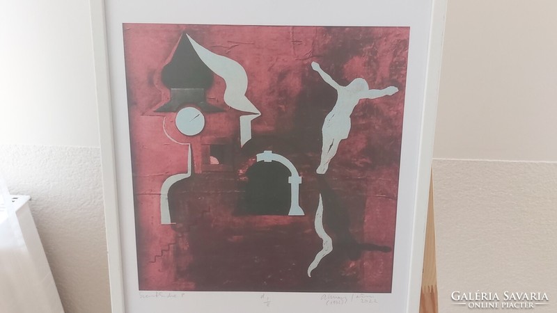 (K) aknay jános szentendre d i/ii print 32x42 cm with frame