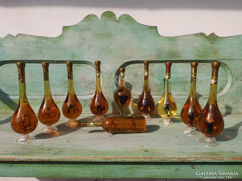 Collection of wine in decorative bottles