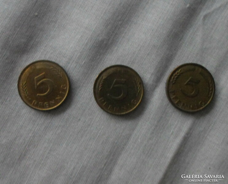 German money - coin, 5 pfennig (f, stuttgart)