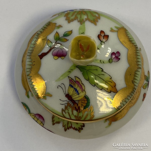 Antik Herendi Viktória mintás porcelán bonbonier