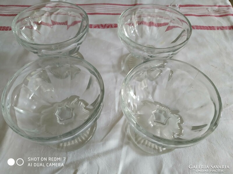 4 Pieces of frosted glass goblet
