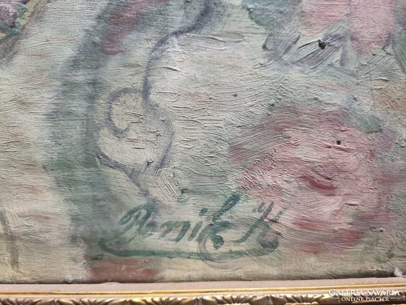Borsik Károly (?) - Virágcsendélet olaj vászon festmény