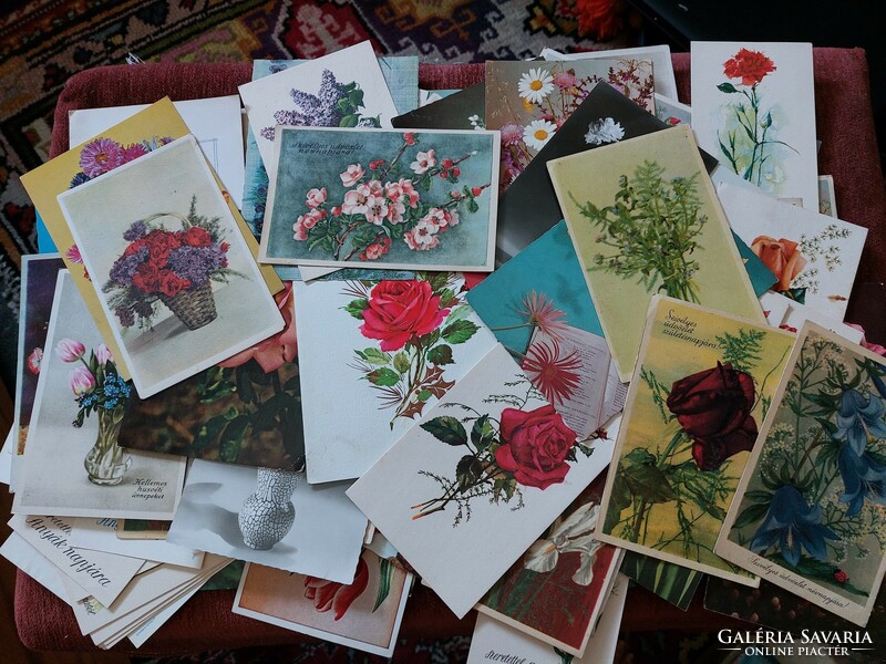 Vintage floral greeting cards (80 pieces) 1930-1970