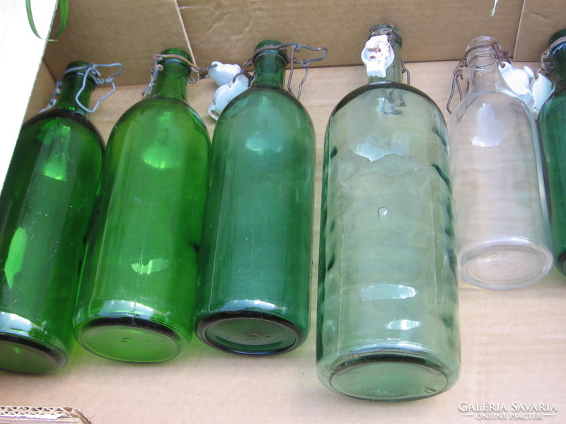 Pack of 5 old bottles with buckles