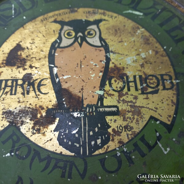Old owl metal box