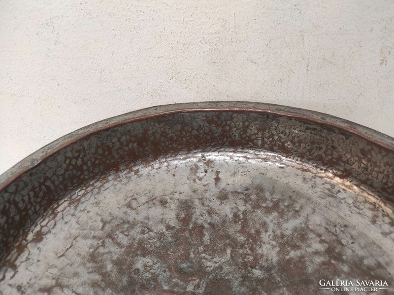 Antique Arabic cuisine couscous eating bowl tinned hammered copper Morocco 607 7607