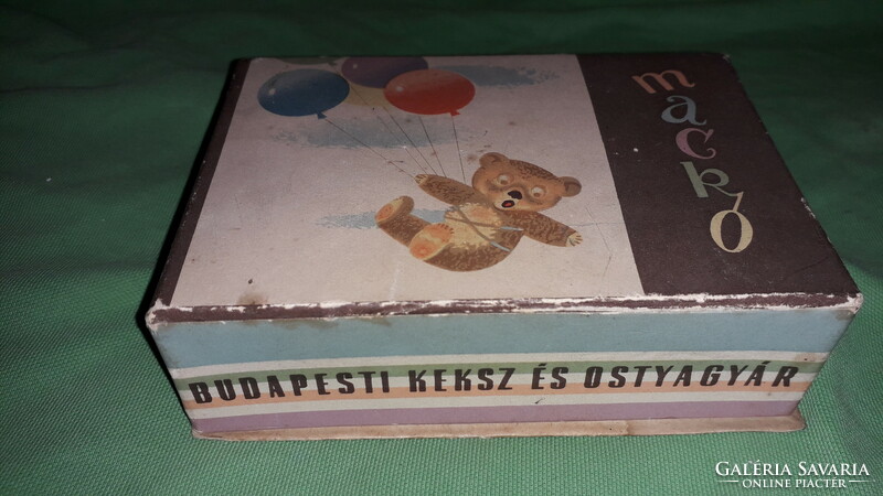 Antique teddy bear chocolate box very rare Budapest biscuit and wafer factory 15 x 10 x 5 cm according to the pictures