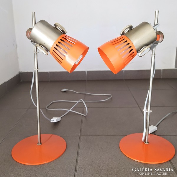 Retro - Space age narancssárga asztal lámpa pár - Kamenický Šenov - Pavel Grus