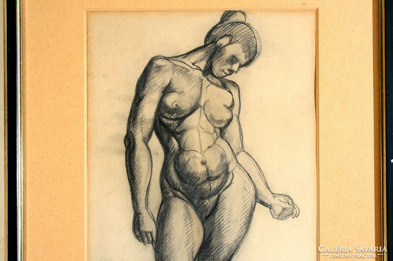 Kmetty János (1889-1975) Női és Férfi Álló Akt 1910. | Ceruza Papír 33x20cm