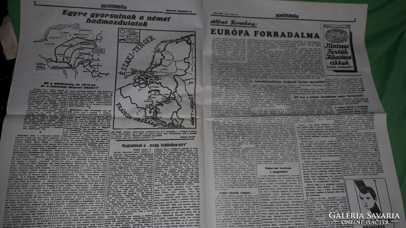 Antique 1940. May 16.. Hungary - Nazi newspaper with arrow and cross in collector's condition according to the pictures