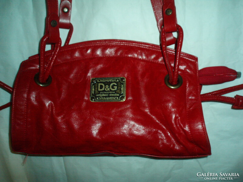 Vintage DG piros bőr válltáska, kézitáska