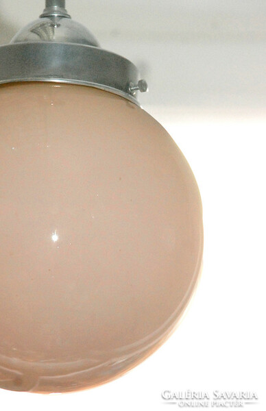 Bauhaus - art deco chrome wedding lamp renovated - pink sphere shade