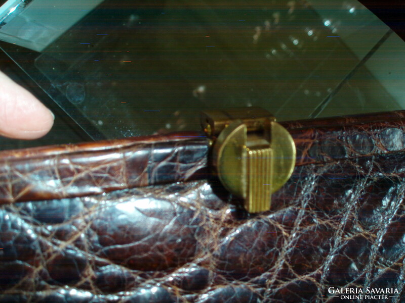 Vintage barna ,valódi krokodilbőr kézitáska