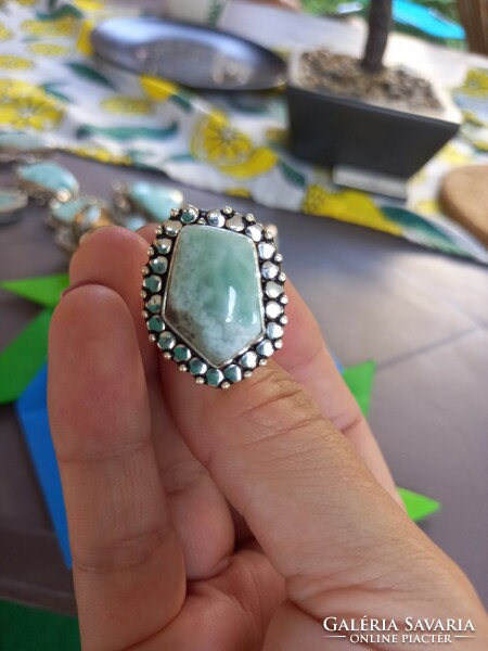 7 silver ring made of Larimár gemstone from the Dominican Republic!