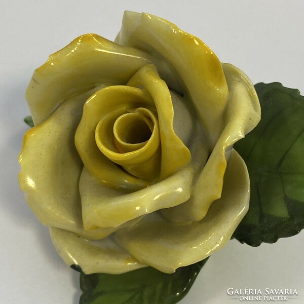Antik Herendi porcelán sárga rózsa