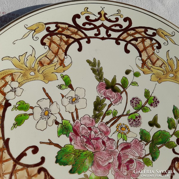 Wächtersbach (xixth century) wall majolica decorative bowl, 32 cm diameter, perfect!