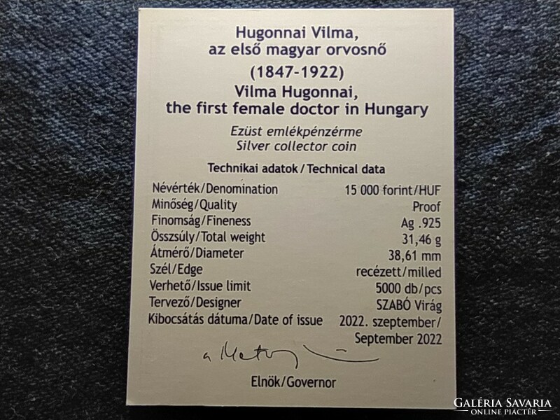 Vilma Hugonnai the first Hungarian doctor 2022 certificate (id78659)