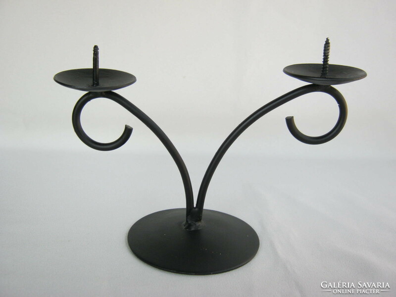 Two-pronged metal candle holder