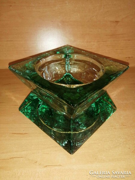Zöld üveg levélnehezék 11*11*8 cm (z)