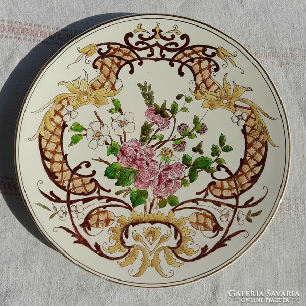 Wächtersbach (xixth century) wall majolica decorative bowl, 32 cm diameter, perfect!