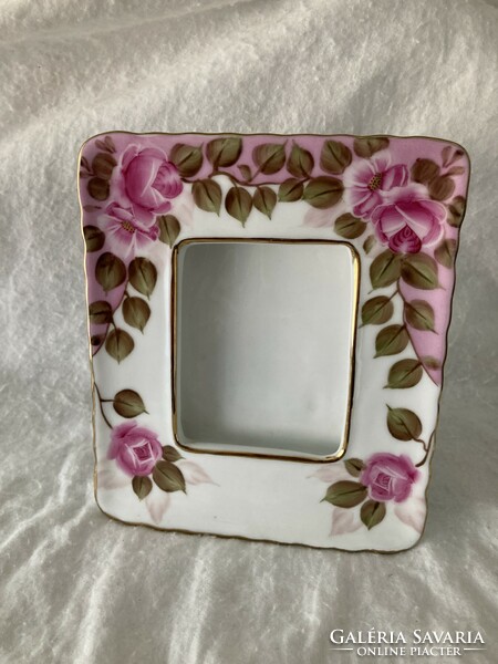 Porcelain desktop photo holder / rose pattern photo holder