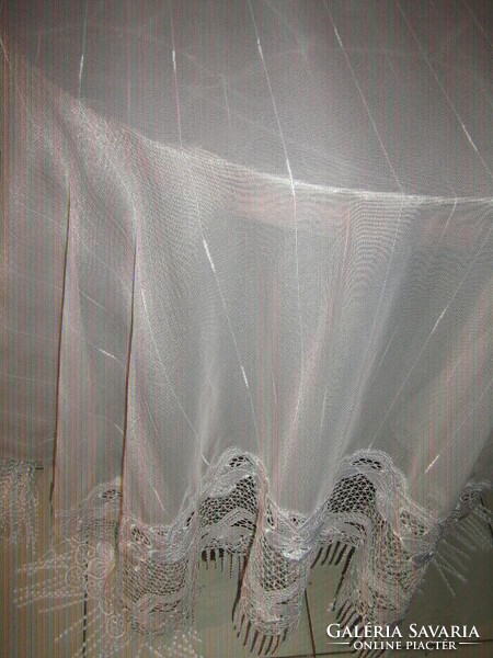 Meseszép vintage fehér széles csipkés rojtos függöny
