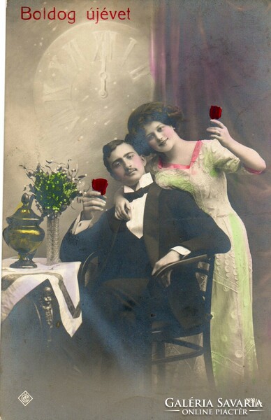E - 052 New Year's greeting in love 1913