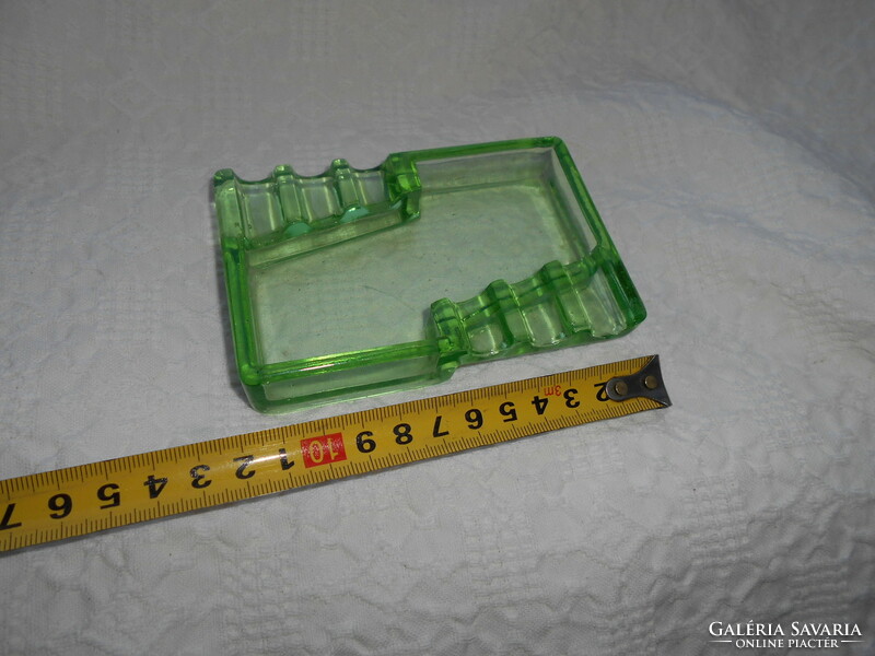 Uranium green old glass ashtray