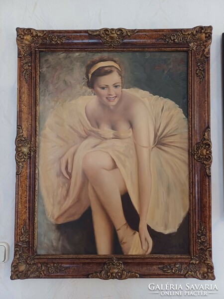 Beautiful ballerina painting painted in its original frame. Szőlősy János erotic painting