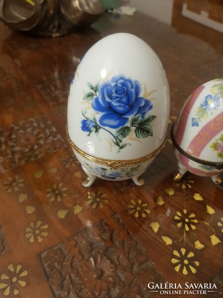 Porcelain eggs, wooden eggs, wooden eggs, jewelry holders, candy boxes, 6 pieces in one