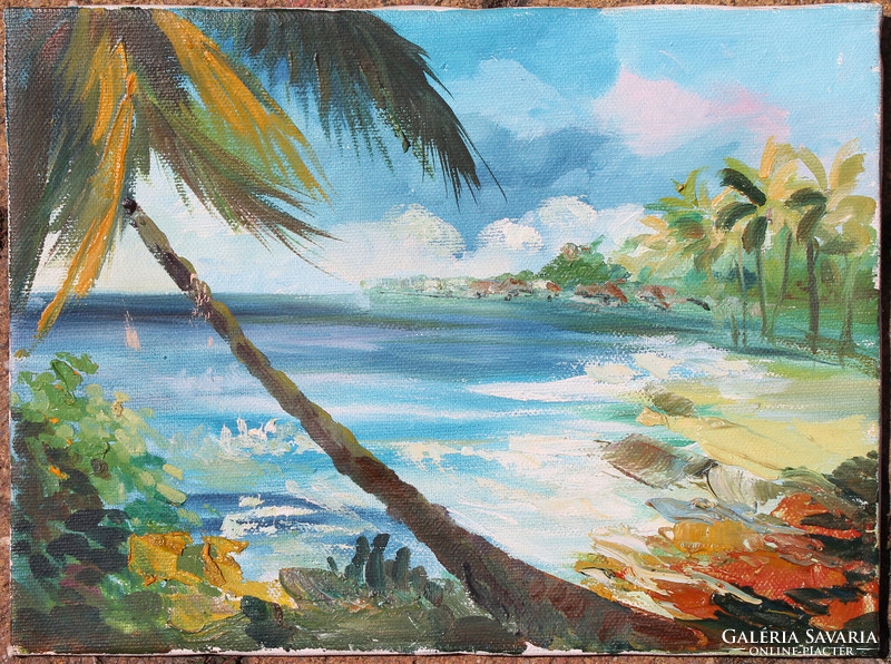 Palm tree beach - painting