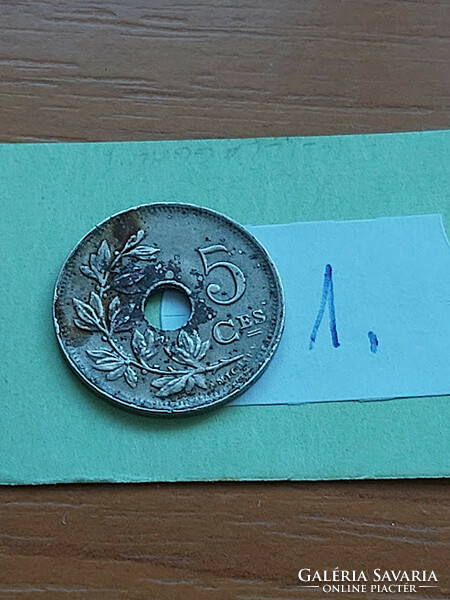 Belgium belgique 5 cemtimes 1925 copper-nickel, i. King Albert 1