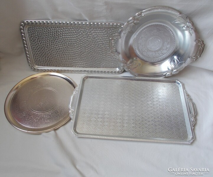 Retro aluminum tray, 4 Soviet-style trays with handles