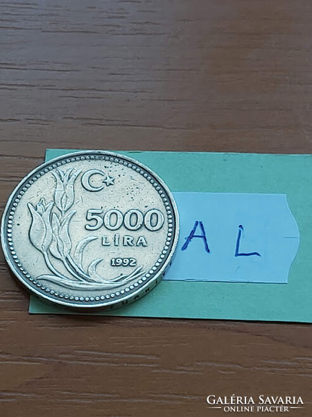 Turkey 5000 lira 1992 nickel-brass #al
