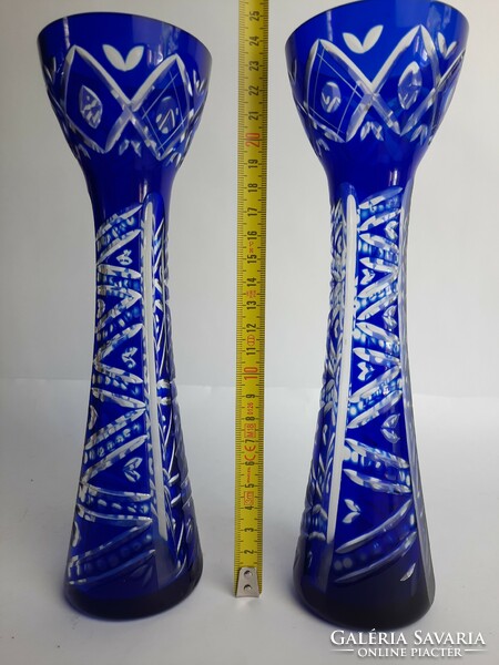2 blue cut crystals? Glass vase