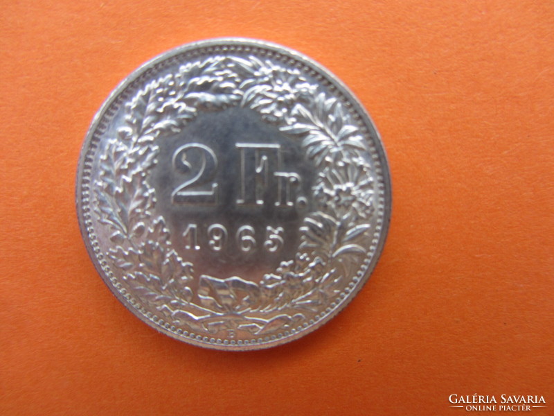 2 Franc (franken) Swiss coin 1965--silver