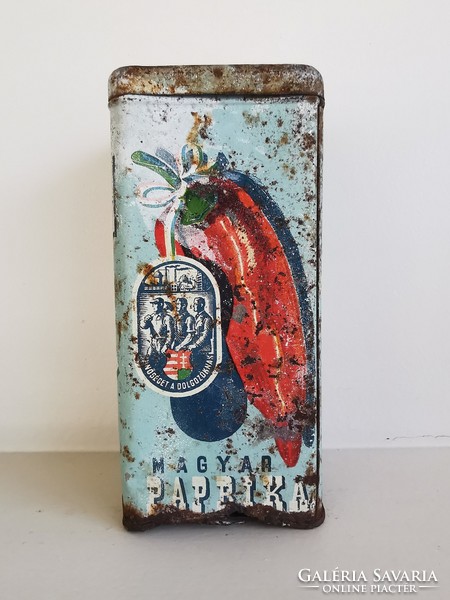 National company selling spices metal box with peppers 10x10x21 cm