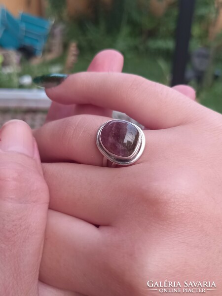 Valódi modern dinnye turmalin ezüst gyűrű 7es meret ¹