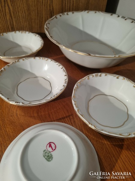 Zsolnay feathered compote bowl + 2 small