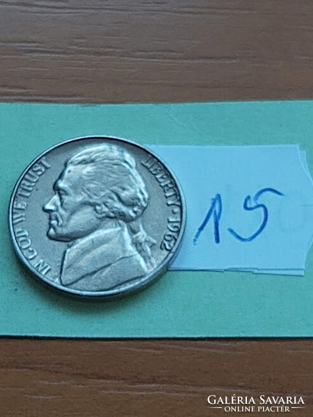 Usa 5 cents 1962 thomas jefferson, copper-nickel 15