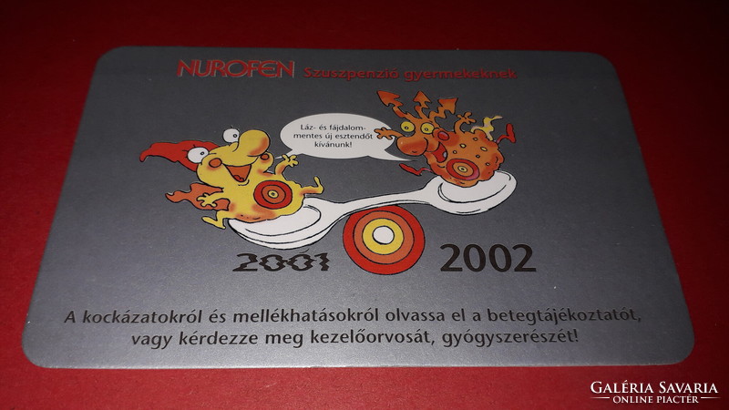 2002 .- Richter gedeon r.T.- Nurofen drug advertisement - card calendar according to the pictures